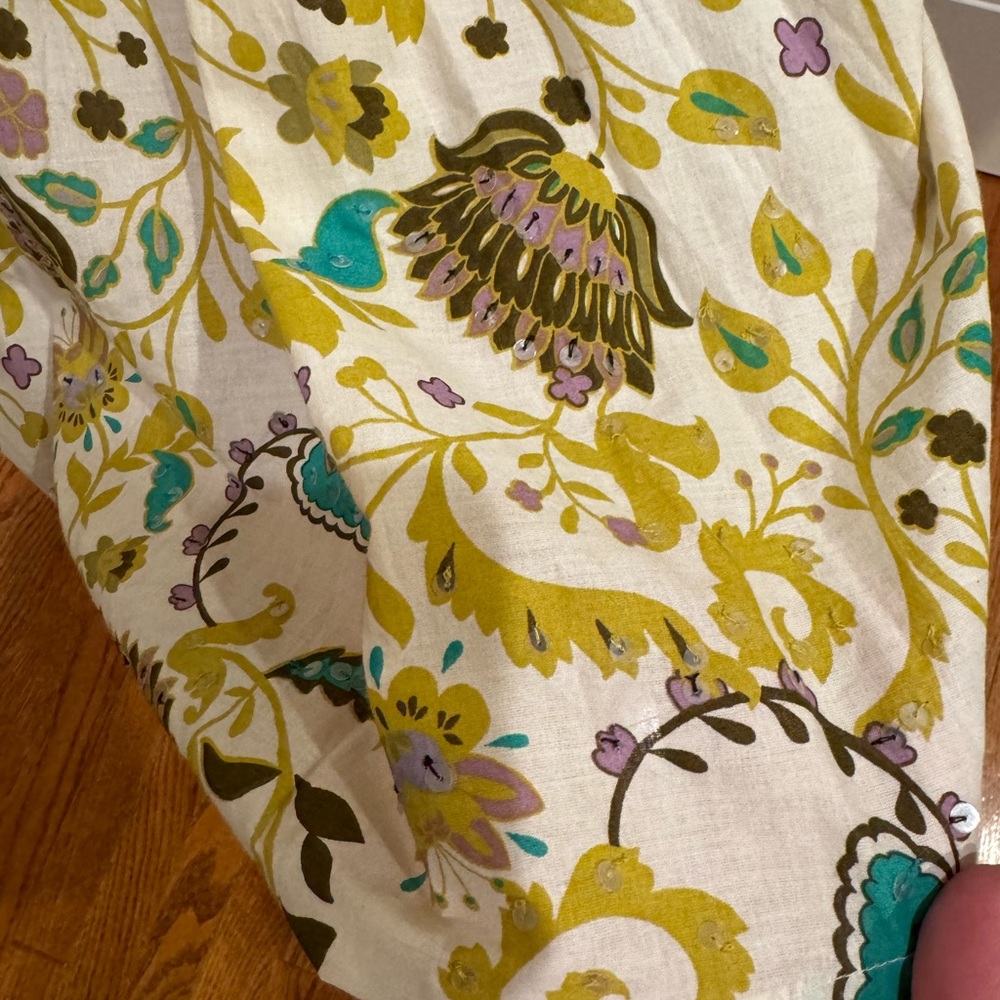 French Connection Cotton Strapless Midi Dress in Paisley Print with Sequin Hem - Picture 6 of 10